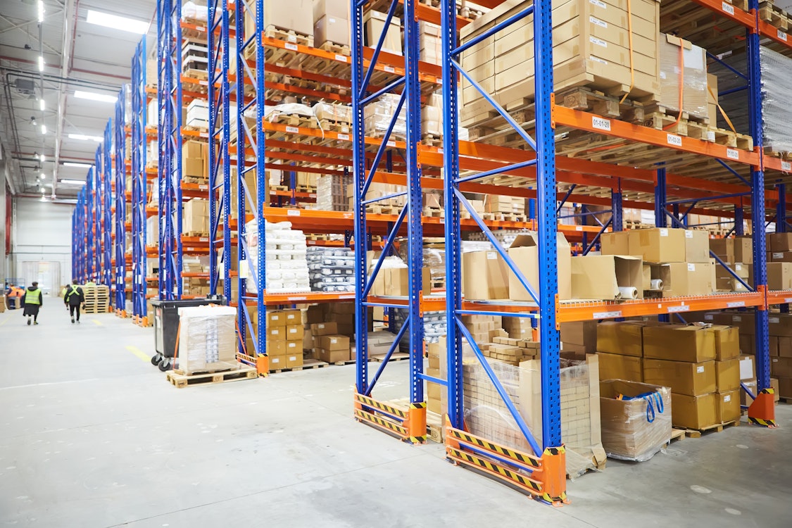 Logistics centre with product racking.